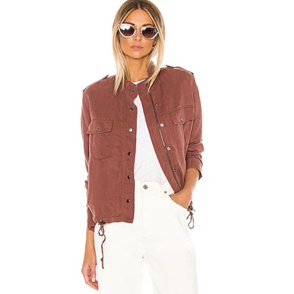 Rails Womens Collins Linen Blend Moto Jacket M Burgundy Moto Boho Guinevere Beck - Picture 2 of 10